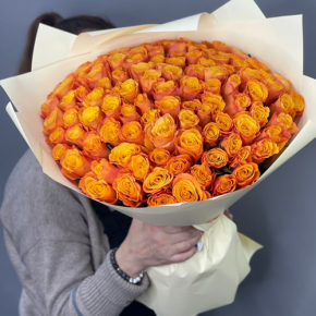 Букет из 101 огненной розы (40 см) в Дмитрове