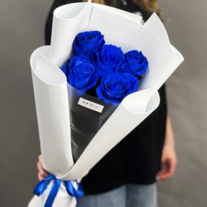 Букет из 5 синих роз Эквадор в Дмитрове