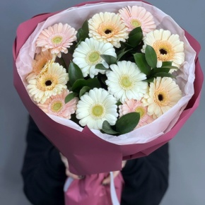 Букет из 13 белых гербер микс в Дмитрове