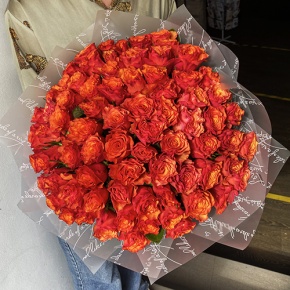 Букет 75 огненных роз (40 см) в Дмитрове