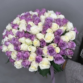 Букет "Фиолетовый микс" из 101 розы (40 см) в Дмитрове