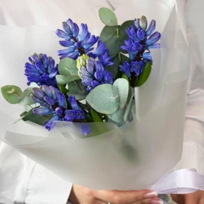 Букет "Мини" из 5 ароматных гиацинтов и эвкалипта в Дмитрове