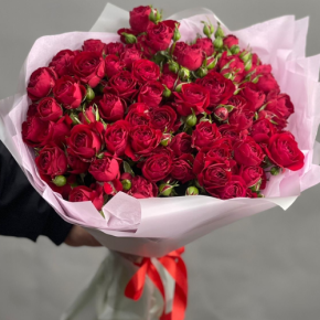 Букет из 17 красных кустовых пионовидных роз (50 см) в Дмитрове