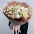 Букет "Шаганэ" из ранункулюсов, хризантем Момоко, озатамнуса, кустовых роз сорта Таня, эустом и гортензий в Дмитрове